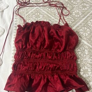 REFORMATION Red Silk Top // Medium